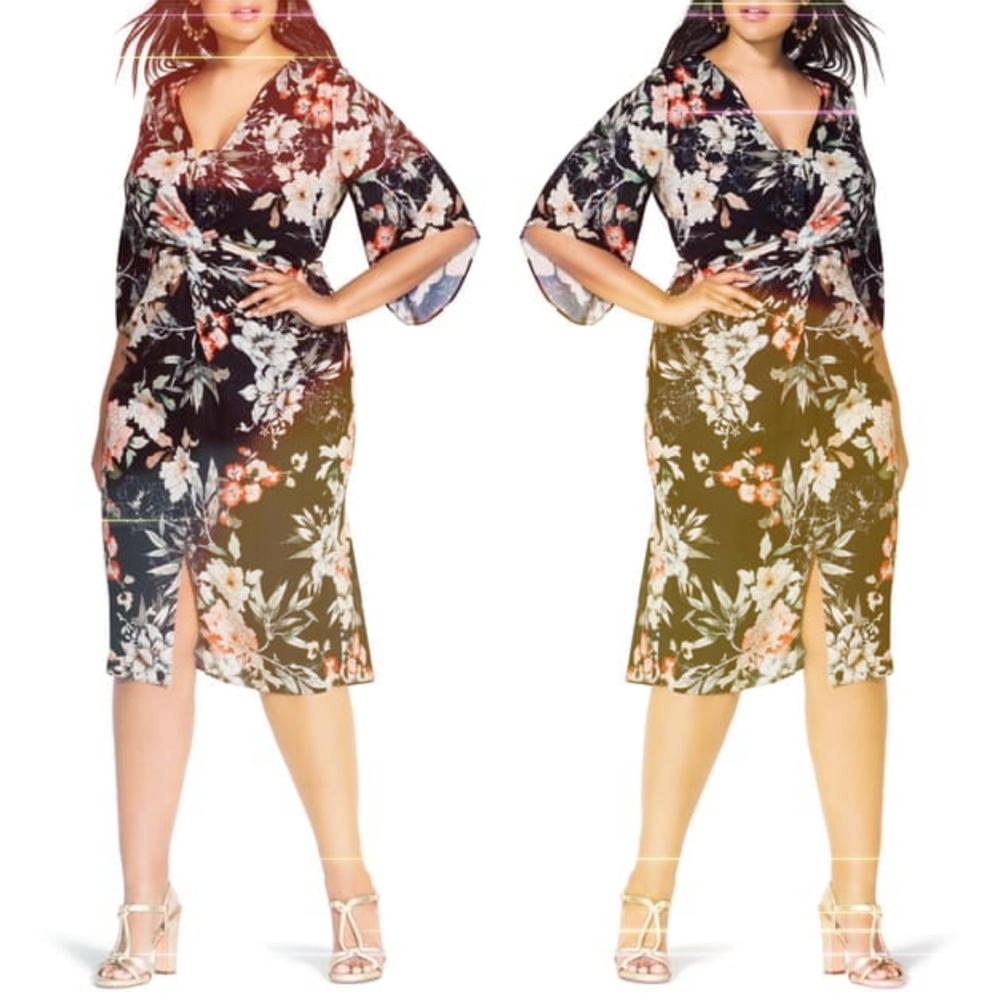 XL XXL City Chic Plus Size Floral Seduction Dress